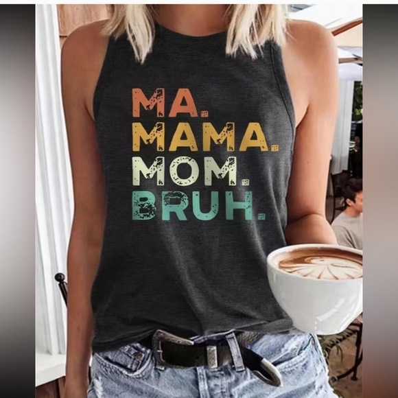 Tops - Mama Crew Neck Graphic Tee Tank Top